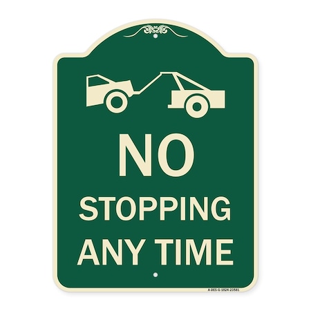Signmission No Stopping Anytime W/ Tow Away Graphic Heavy-Gauge Aluminum Sign, 24" x 18", G-1824-23581 A-DES-G-1824-23581
